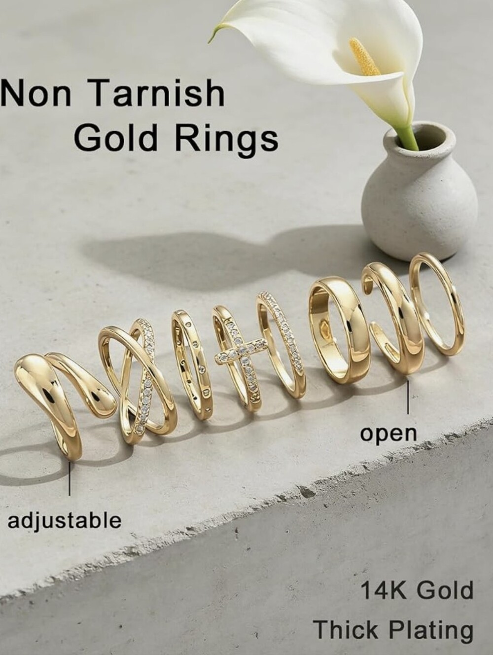Gold Stackable Ring Set - Picture 4 of 7